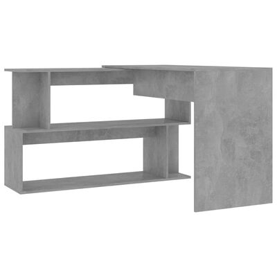 vidaXL Kutni radni stol boja betona 200x50x76 cm od konstruiranog drva