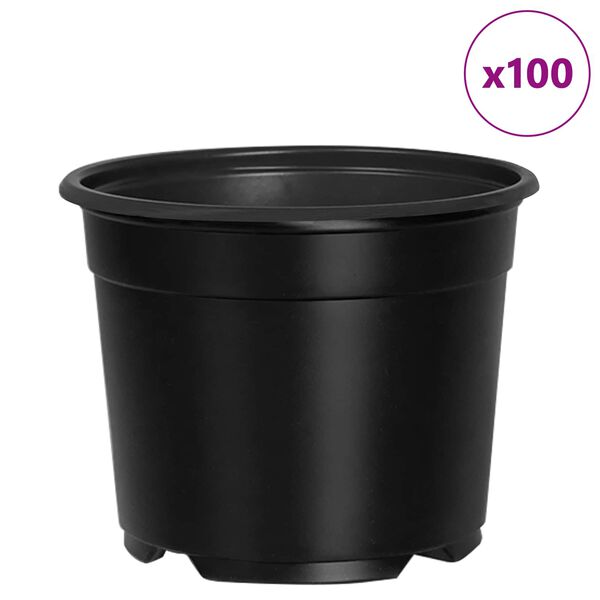 vidaXL Lonac za cvijeće 100 pcs Crna &Oslash; 15 x 12.5 cm Plastika