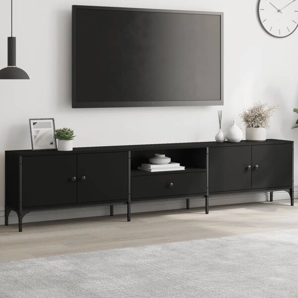 vidaXL TV ormarić s ladicom crni 200 x 25 x 44 cm konstruirano drvo