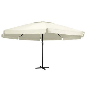 vidaXL Vrtni suncobran s aluminijskim stupom 600 cm pje&scaron;čano bijeli