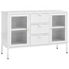 vidaXL Komoda bijela 105 x 35 x 70 cm od čelika i kaljenog stakla
