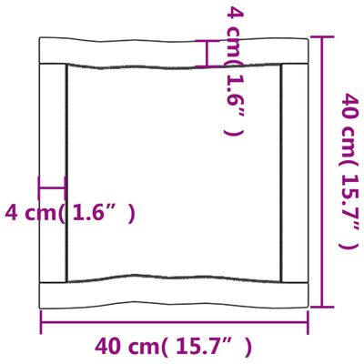 vidaXL Stolna ploča 40x40x(2-6) cm od hrastovine sa živim rubom