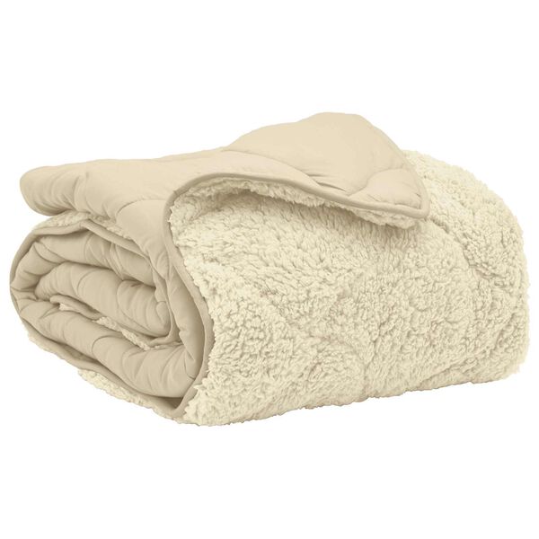 vidaXL Ljetni pokrivač Krema 200 x 220 cm Mikrofibra i teddy flis