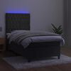 vidaXL Krevet box spring s madracem LED tamnosivi 90x190 cm bar&scaron;un
