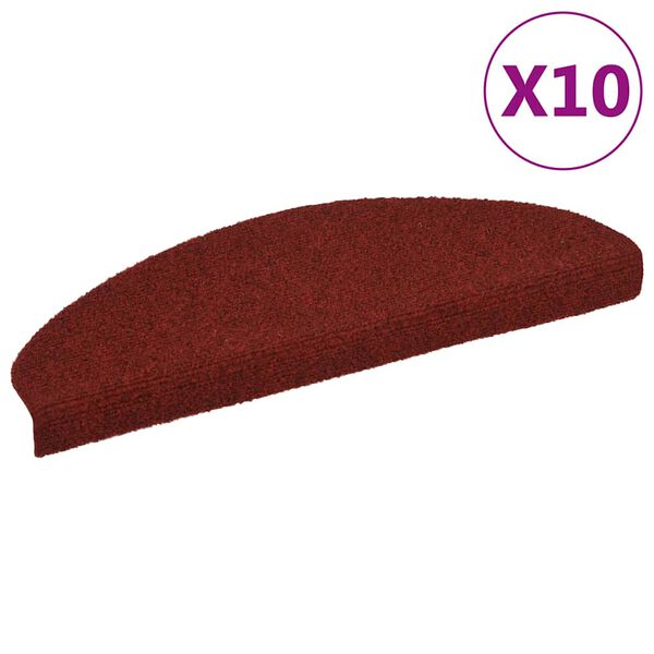 vidaXL Prostirke za stepenice, samoljepljive, 10 kom, 65x21x4 cm, bordo crvene, poluokrugle, velike