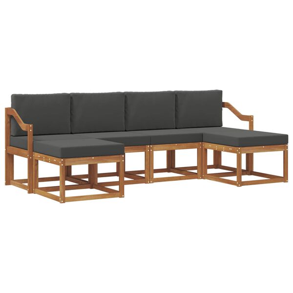 vidaXL Set vanjskih sofa s jastukom 6 pcs Prirodna i antracit