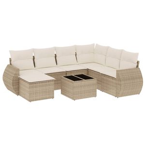 vidaXL 8-dijelni set vrtnih sofa od poliratana s jastucima bež