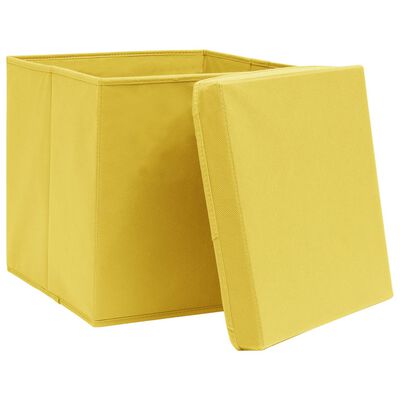 vidaXL Kutije za pohranu s poklopcima 4 kom 28 x 28 x 28 cm žute