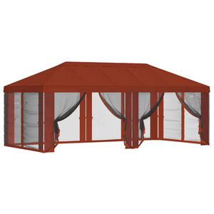 vidaXL Pokrov za gazebo s bočnim zidovima 6 x 3 m Terakota Poliester