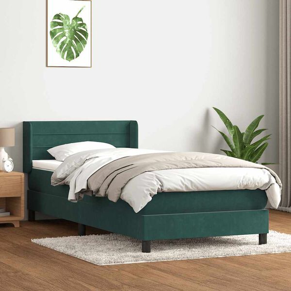 vidaXL Box spring krevet s madracem tamnozeleni 100x210 cm bar&scaron;unasti