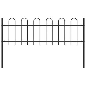 vidaXL Vrtna ograda BOXTEL s obručem na vrhu čelik 170x60 cm crna
