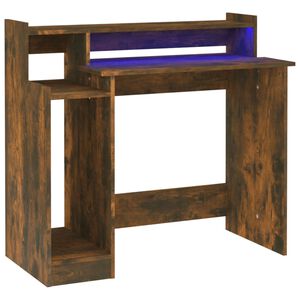 vidaXL Radni stol s LED svjetlima boja hrasta 97 x 45 x 90 cm drveni