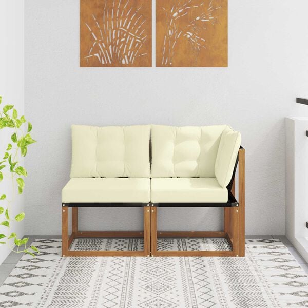 vidaXL Vanjski srednji i kutni kauč s jastukom 2 Komad Prirodna