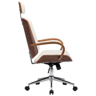 vidaXL Okretna uredska stolica od umjetne kože i savijenog drva krem