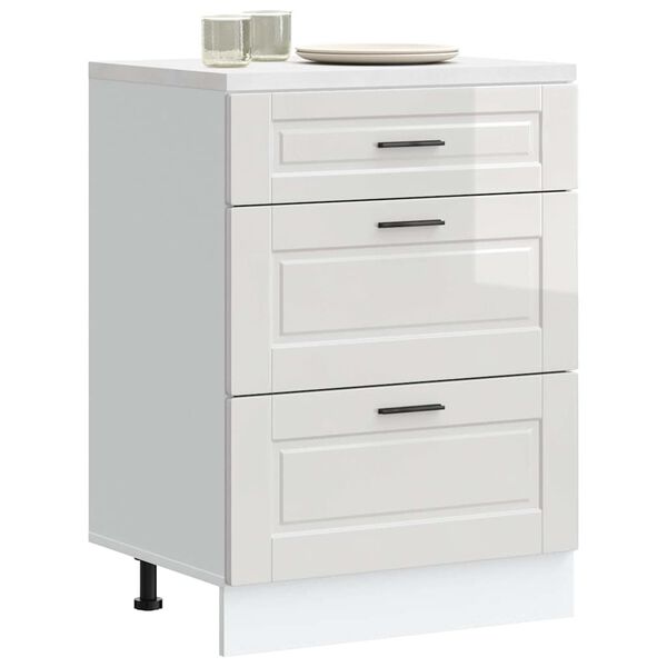 vidaXL Kuhinjski podni ormarić "Porto" visoki sjaj bijele boje inženjerskog drva