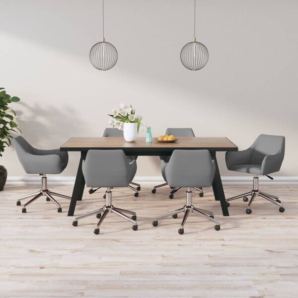 vidaXL Okretne blagovaonske stolice od tkanine 6 kom svjetlosive