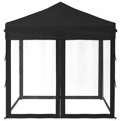 vidaXL Sklopivi šator za zabave s bočnim zidovima 2 x 2 m crni