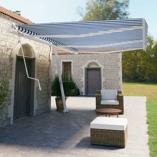 vidaXL Samostojeća automatska tenda 600x350 cm plavo-bijela