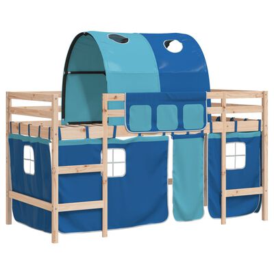vidaXL Dječji krevet na kat s tunelom plavi 80x200 cm masivna borovina