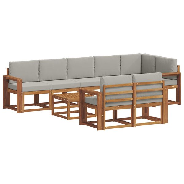 vidaXL Set vanjskih sofa s jastukom 9 pcs Prirodna i svijetlo siva