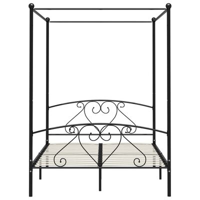 vidaXL Okvir za krevet s nadstrešnicom crni metalni 140 x 200 cm