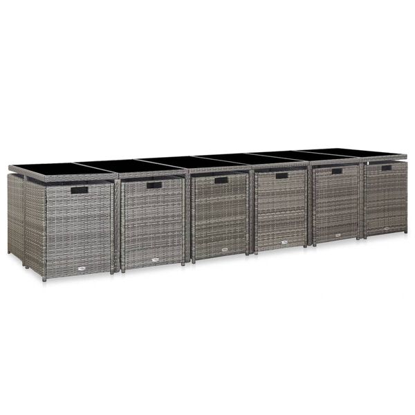 vidaXL 17-dijelni vrtni blagovaonski set s jastucima poliratan sivi