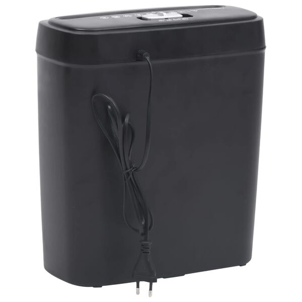 vidaXL Uništavač papira 6 listova s rezom na trakice crni