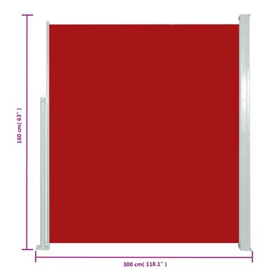 vidaXL Uvlačiva bočna tenda za terasu 160 x 300 cm crvena