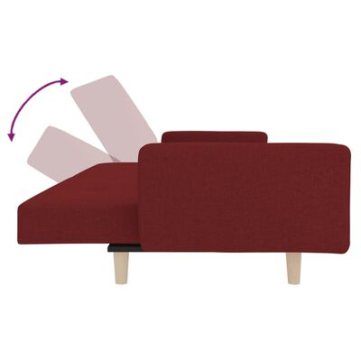 vidaXL Dvosjed na razvlačenje s dva jastuka boja vina od tkanine