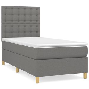 vidaXL Okvir kreveta s oprugama i madrac tamnosivi 80x200cm od tkanine