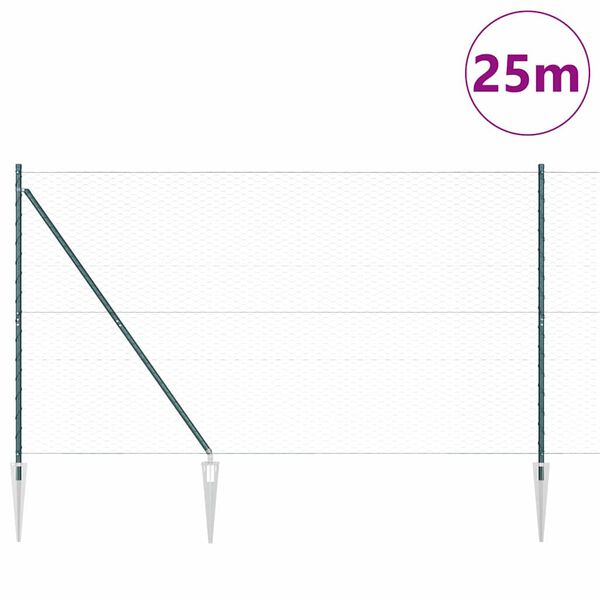 vidaXL Stup za ogradu Zelena 25 x 1,5 m (mreža 36 mm) Čelik