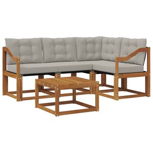 vidaXL Set vanjskih sofa s jastukom 5 pcs Prirodna i svijetlo siva