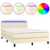 vidaXL Krevet box spring s madracem LED krem 140x190cm od umjetne kože