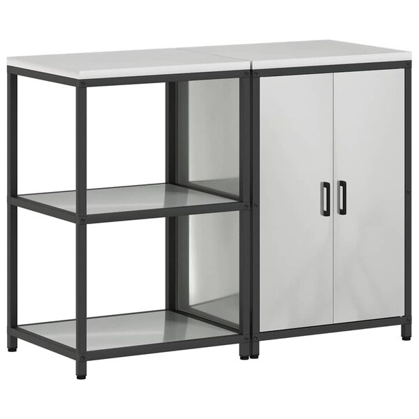 vidaXL Kuhinjski set za pohranu s policom 2 pcs Srebrno Cinkani čelik