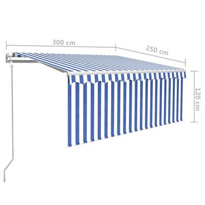 vidaXL Automatska tenda na uvlačenje s roletom 3 x 2,5 m plavo-bijela
