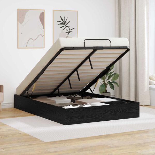 vidaXL Otomanski krevet s pohranom Crni Hrast 203 x 140 x 25 cm