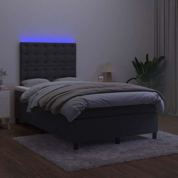 vidaXL Krevet box spring s madracem LED crni 120 x 190 cm bar&scaron;unasti