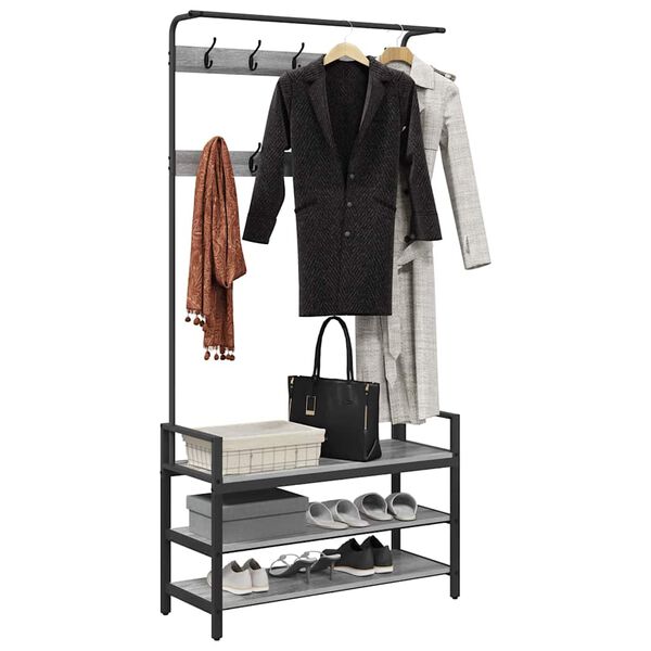 vidaXL Vješalica za kapute Zidne Sivi hrast sonoma 95 x 34 x 184 cm