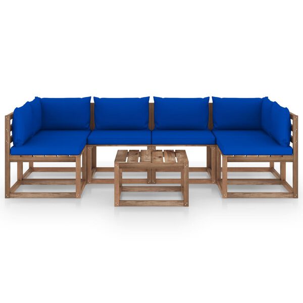 vidaXL 7-dijelna vrtna garnitura od paleta od borovine s jastucima