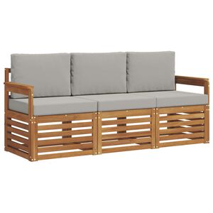 vidaXL Set vanjskih sofa 3 kom. 3-sjedala Prirodna i svjetlosiva