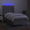 vidaXL Krevet box spring s madracem LED svjetlosivi 90x190 cm tkanina