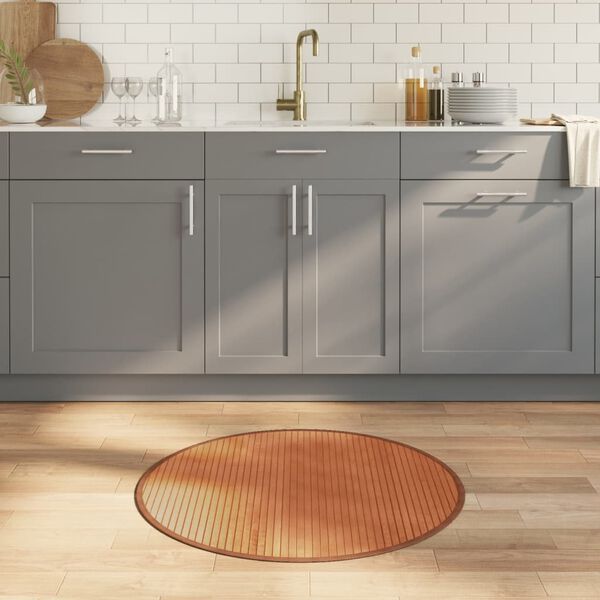 vidaXL Okrugli tepih smeđi 80 cm od bambusa