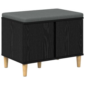 vidaXL Klupa za hodnik s jastukom s vratima Crni Hrast 60 x 38 x 46 cm