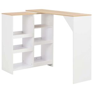 vidaXL Barski stol s pomičnom policom bijeli 138 x 39 x 110 cm