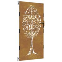 vidaXL Vrtna vrata 85 x 175 cm od čelika COR-TEN s uzorkom stabla
