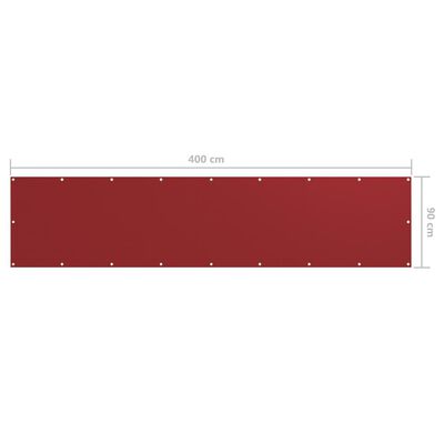 vidaXL Balkonski zastor crveni 90 x 400 cm od tkanine Oxford