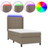 vidaXL Krevet box spring s madracem LED smeđesivi 100x200 cm tkanina