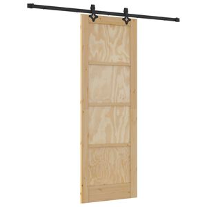 vidaXL Klizna vrata Prirodna i crna 73,5 x 211 cm Masivna borovina