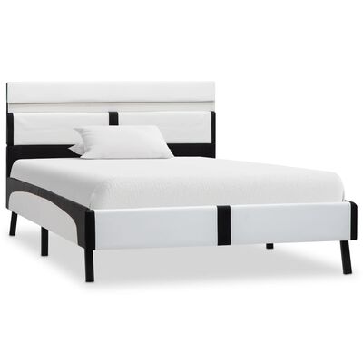 vidaXL Okvir za krevet od umjetne kože LED bijelo-crni 90 x 200 cm