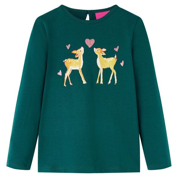 Dječja majica dugih rukava tamnozelena 128